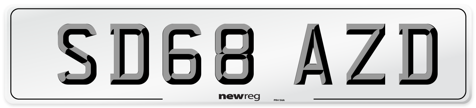 SD68 AZD Number Plate from New Reg